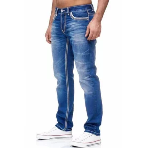 Men Jeans Black Straight Pants Spring Autmun Pockets Denim Casual Tousers Light Blue High quality Streetwear Jeans Men - Image 4