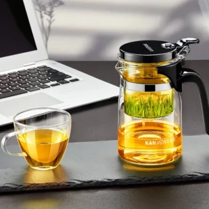 KAMJOVE Heated Resistant Glass Tea Pot One-button Filtering Tea Separation Kettle Teapot With Infuser 400-900ml Coffee Kettle - Image 3