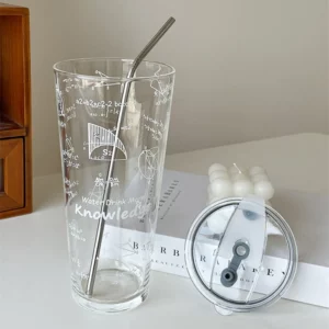 Large Capacity Water Cup Classic Design With Lid Easy To Use Straw 1000ml Drinking Utensils Creative Water Cup Water Cup Glass - Image 3