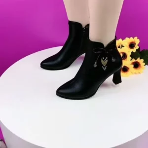 2023 high-heeled boots female spring and autumn single boots new women's shoes zip white waterproof Taiwan high-heeled shoes - Image 3