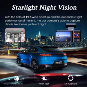3 Channel Car DVR HD 1080P 3-Lens Inside Vehicle Dash CamThree Way Camera DVRs Recorder Video Registrator Dashcam Camcorder - Image 3