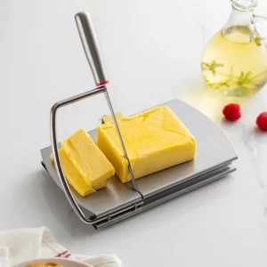 Cheese Board with Wire Cutter 5.5 Inch Stainless Steel Ham Sausage Slicer Cutter Cheese Wire Cutter with Serving Board - Image 4