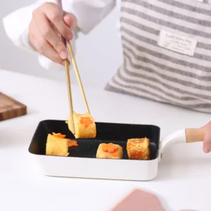 Japanese Square Non-Stick Frying Pan with Wooden Handle Omelette Saucepan Maifan Stone Mini Pots Home Kitchen Cookware Utensils - Image 3