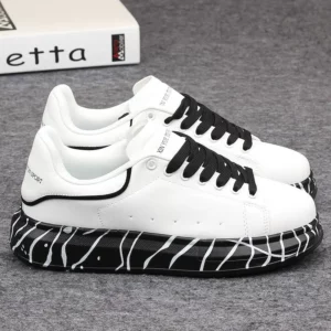 Brand men's shoes, fashionable and versatile couple's sneakers, breathable sports and leisure thick-soled women's white shoes - Image 4