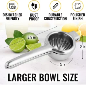 Kitchen Lemon Squeezer Stainless Steel Premium Quality Heavy Duty Solid Metal Squeezer Bowl Large Manual Citrus Press Juicer - Image 3