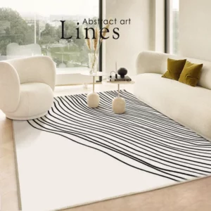 Modern Minimalist Living Room Rug Black Line Art Design Solid Color Bedroom Rug Fluffy and Soft Home Decor ковер Tapis سجادة IG - Image 7
