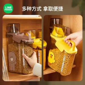 Line Friends Brown Household Moisture Proof Rice Bucket Storage Tank New Cartoon Grain Storage Sealed Miscellaneous Grain Bucket - Image 4