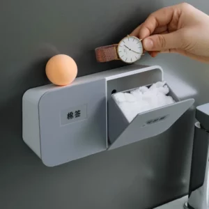 Bathroom Organizer Cotton Pads Storage Plastic Swab Holder Wall-mounted Tampon Container Cotton Swab Holder Cosmetic Organizer - Image 3
