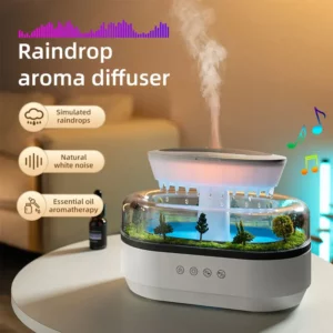 New Raindrop Green Landscape Humidifier, Air Humidifier Diffuser with Essential Oil Aromatherapy Function, Suitable for Home Use - Image 3
