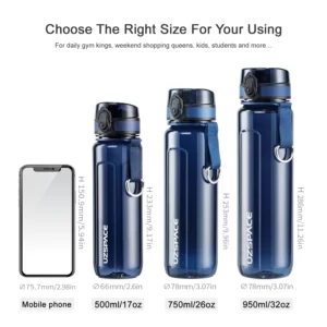 UZSPACE Sport Water Bottle BPA Free Portable Leakproof Shaker Plastic Bottle EcoFriendly Outdoor Trave Drinkware 350/500/1000ml - Image 5