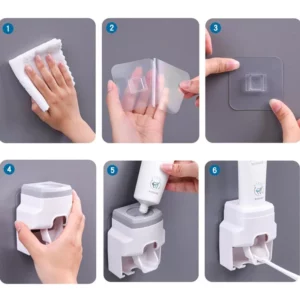 Automatic Toothpaste Dispenser Set Wall-Mounted Extruder Plastic No-Punch Lazy Man Toothbrush Holder Bathroom Accessories Gadget - Image 2