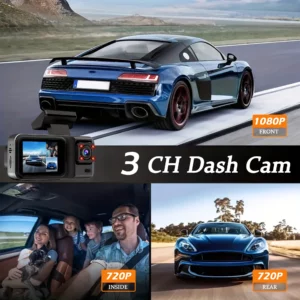 3 Channel Car DVR HD 1080P 3-Lens Inside Vehicle Dash CamThree Way Camera DVRs Recorder Video Registrator Dashcam Camcorder - Image 2
