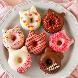 6cup Donut Cartoon Bear Baking Tools with Chocolate Cake Baking Tray, Non-Stick Cake Pan Madeleine Mold, Mini Donut Muffin Pan - Image 4