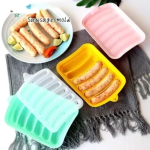 6-Grid Hot Dog Sausage Mold Food Grade Silicone Household Ham Hot Dog Making Tray Household Cake Baking Mold with Cover Kit Tool - Image 4