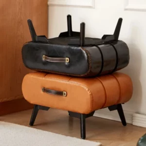 Shoe changing stool, doorstep, living room soft bag, minimalist sofa, footstool, light luxury leather art, low stool - Image 2
