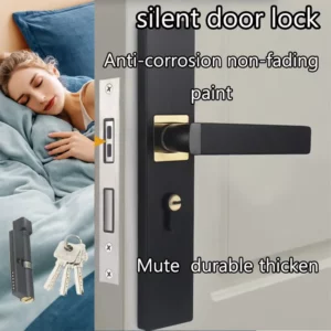 Mute Door Lock Anti-theft Mechanical Door Lock Split Handle Door Handle Lock with Keys Security Entrance for Interior Wood Door - Image 3