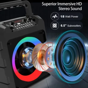 Karaoke Machine with 2 Wireless Karaoke Microphones, Portable Bluetooth Speaker Home Karaoke System with RGB Colorful Light - Image 5