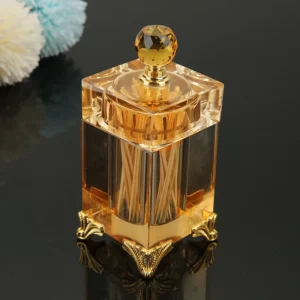 Nordic Tall Crystal Glass Toothpick Box with Lid Luxury Amber Transparent Cotton Swab Toothpick Box Dining Table Storage Jar - Image 4
