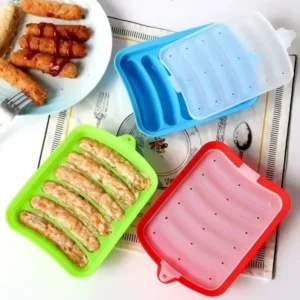 6-Grid Hot Dog Sausage Mold Food Grade Silicone Household Ham Hot Dog Making Tray Household Cake Baking Mold with Cover Kit Tool - Image 5