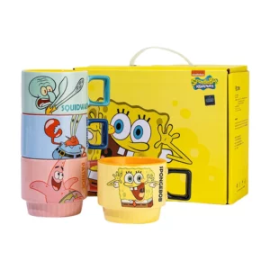 4pcs SpongeBob SquarePants Ceramic Mug Set Cute Anime Patrick Star Squidward Couple Mug Holiday Gift Ceramic Mug Color Box - Image 5