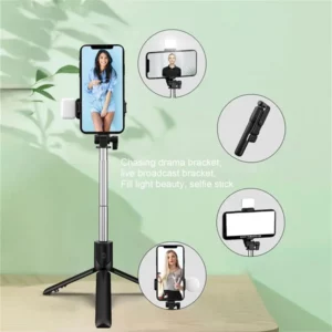 3 In 1 Selfie Stick Bluetooth Remote Tripod with Fill Light Foldable Bracket for Cell Smartphones for Tiktok Video Live Holder - Image 6