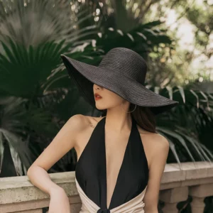 Women Sun Hat Big Eaves Waves Beach Cap Ladies Hat Big Brim Sun Visors UV Cut Bucket Panama Cap Foldable Straw Sunscreen Vintage - Image 5