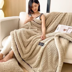 New Half Sides Fleece Autumn Winter Blanket Soft Fluffy Maternal and Child Grade Bed Blankets Warm Breathable Sofa Cover Blanket - Image 3