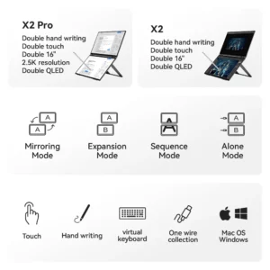 EHOMEWEI Dual Screen Portable Monitor X Series Drive-free Phone-touch FHD 2K 15.6“ 16“ For Laptop Windows Macbook - Image 2