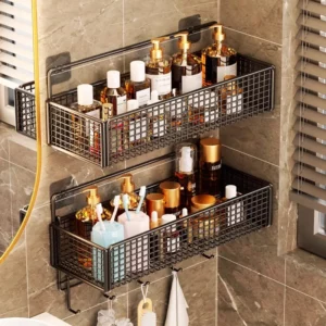 Bathroom Storage Rack Non Perforated Wall Mounted Towel And Toiletries Storage Rack Restroom Storage - Image 2