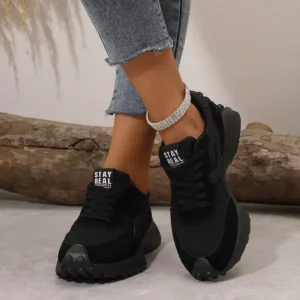 Women Sneakers Leather Luxury Platform Shoes New Fashion Leisure Light Anti-slip Black Running Shoe Fashion Designer Women Shoes - Image 3