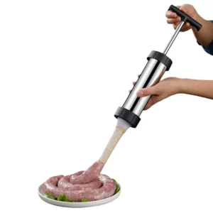 Manual Sausage Maker Meat Filler Stuffer Stainless Steel Syringe With Casing Kitchen Home Made Sausages Vertical - Image 6
