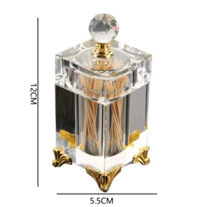 Nordic Tall Crystal Glass Toothpick Box with Lid Luxury Amber Transparent Cotton Swab Toothpick Box Dining Table Storage Jar - Image 5