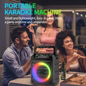 Karaoke Machine with 2 Wireless Karaoke Microphones, Portable Bluetooth Speaker Home Karaoke System with RGB Colorful Light - Image 2