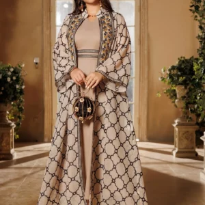 Eid Abaya Dress Set 2 Piece for Women Muslim Embroidery Cardigan Long Robe Ramadan Morocco Dubai Abayas Kaftan Vestidos 2025 - Image 2