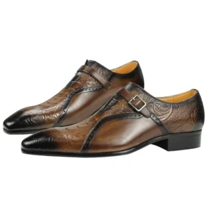 Deluxe Trendy Men's Leather Brogue Shoes Daily Outdoor Casual Shoes Brown Black Print Design Custom Service Drop Shipping - Image 4