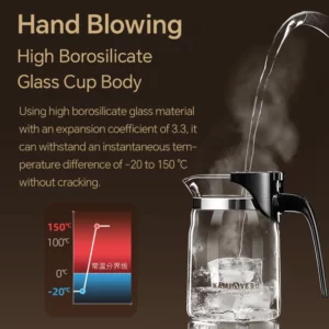 KAMJOVE Heated Resistant Glass Tea Pot One-button Filtering Tea Separation Kettle Teapot With Infuser 400-900ml Coffee Kettle - Image 2