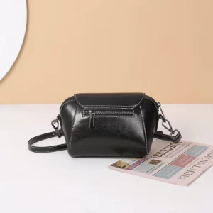 Oil Wax Cowhide Leather Cross Body Small Bag for Women Fashionable and Versatile Shoulder Shell Hand Bag Ladies Casual Phone Bag - Image 4