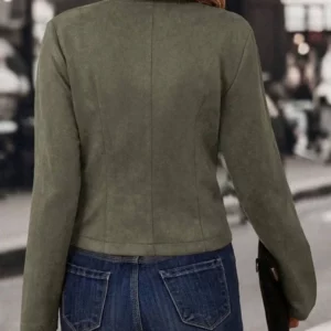 Vintage Women's Black Jacket Coat Fall Winter Casual Double-breasted New Deerskin Long-sleeve Fashion Jackets Women Clothing - Image 3