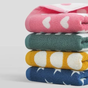Retro Cotton Towel Dots Stars Striped Heart Pattern Soft Face Towel Super Absorbent Thick Hand Towels for Bathroom Kids Adults - Image 1