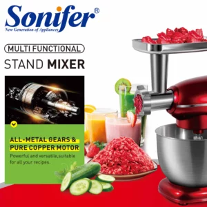 Sonifer Stand Mixer.reduction design, no displacement during,operation.Removable transparen bowl coverwith holes for adding ingr - Image 4