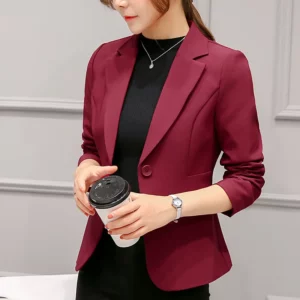 Women's Blazer 2022 Red Long Sleeve Blazers Pockets Jackets Coat Slim Office Lady Jacket Female Tops Suit Blazer Femme Jackets - Image 6