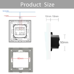 BSEED Mechanical Wall Light Switch Button Switch 1/2/3Gang 1Way Crystal Glass Panel Power Switch Switch On Off 250V White Black - Image 6