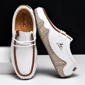 New 2024 Autumn Handmade Leather Casual Men Shoes Design Fashion Sneakers Man Loafers Breathable Low Top Flat Shoes Driving - Image 5