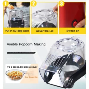 Oil-free air Corn machine,Pipoqueir eletrica hot air machine Mini Popcorn maker machine-1200W Household Healthy home kitchen - Image 3