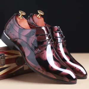 Luxury Men Oxford Shoes Retro Floral Pattern Men Dress Shoes Fashion Lace-Up Flats High Quality Business Men Party Wedding Shoes - Image 3