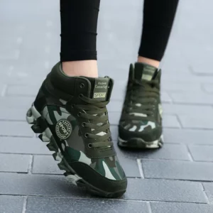 Fashion Camouflage Sneakers Women Hide Heel Canvas Casual Shoes Woman Platform High Top Sneakers Wedge Outdoor Sports Shoes - Image 1
