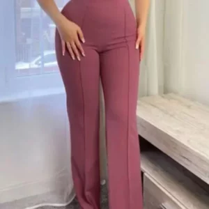 5 Colors Stylish Flare Pants Women Solid Long Drop Trousers Office Casual Female Slim Straight Bell Bottom Pants - Image 7