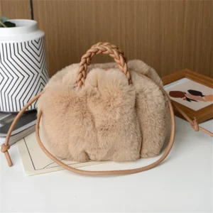 Women's Crossbody Pumpkin Plush Bag Cute Tote Bags Autumn Winter Fashion Solid Color Handbag Travel Shoulder Bags - Image 7