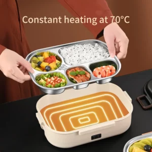 Electric Heated Lunch Boxes Stainless Steel Food Insulation Bento Lunch Box Home Car Keep Warm Lunch Box 1.2L, 12V/220V - Image 3