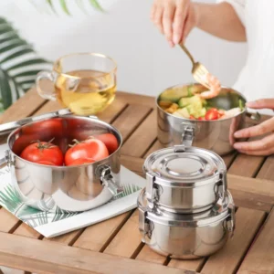 350-3000ML Microwave Lunch Box Food Grade 304 Stainless Steel Anti-leak Bento Box Strong Tightness Picnic Box for Fruits Snacks - Image 4